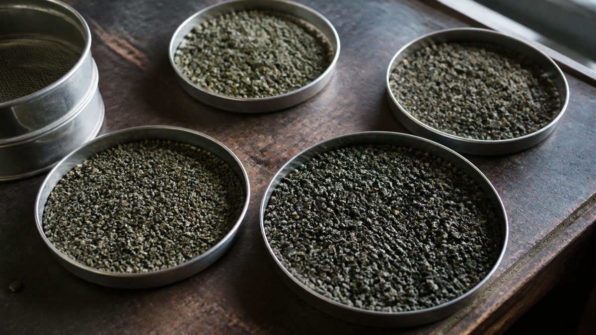 Gunpowder green tea grades: 3505, 9375, 9475, 9575