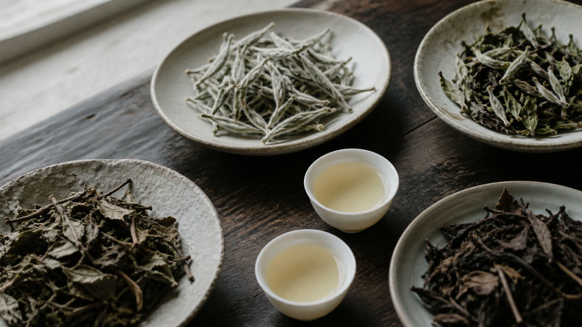 Tea samples prepared for grade and cup comparison