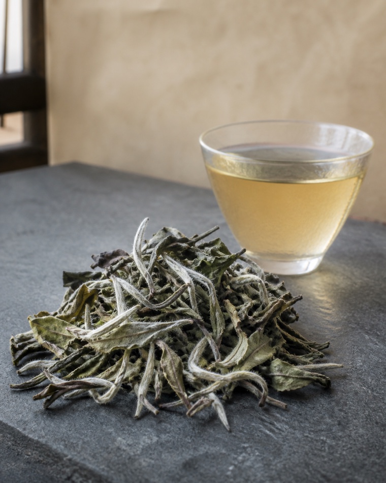 White Tea — dry leaf and brewed liquor