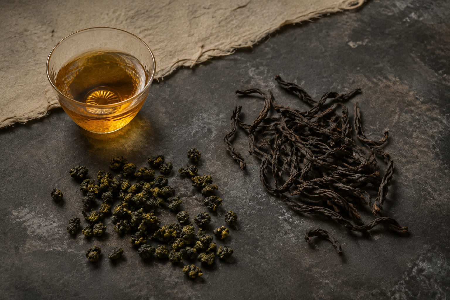 Oolong Tea — dry leaf and brewed liquor